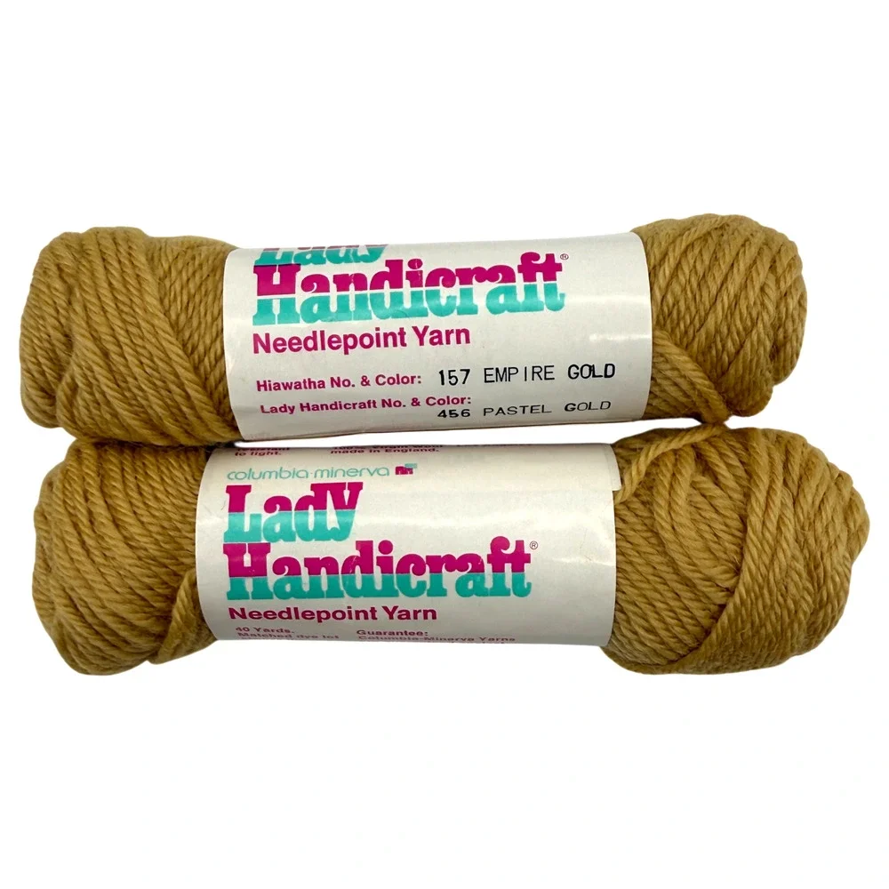 Lot 6 Skeins Columbia Minerva Lady Handicraft Needlepoint Yarn Gold 40 yds NOS